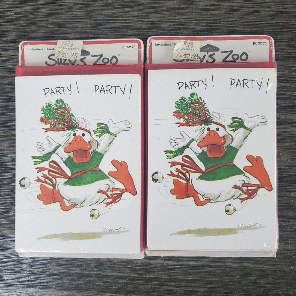 Suzy's Zoo Duck Christmas Party Invitations (2) 10 Count Red Envelopes, 20 Total